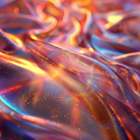 abstract background with smooth lines in blue and orange colors and glowing lightsの素材
