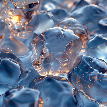 abstract background of blue ice cubes. 3d rendering, 3d illustration.の素材