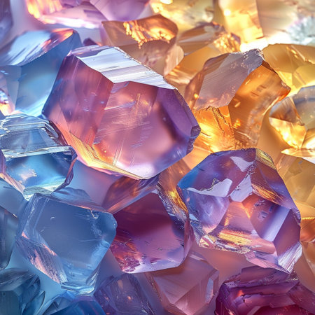 abstract background of multicolored crystals of different sizes and shapesの素材