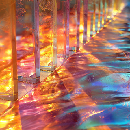 abstract background of a glass wall with a lot of light and reflectionsの素材