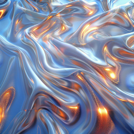 abstract background with smooth wavy lines in blue and orange colorsの素材
