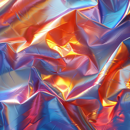 abstract background of colored crumpled foil. 3d renderingの素材