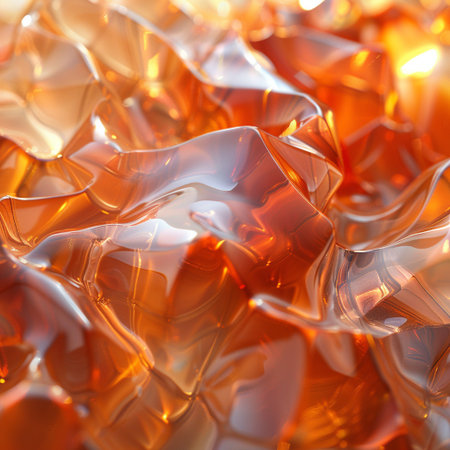 abstract background of crumpled orange foil close-up macroの素材