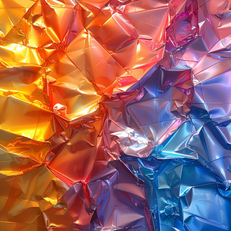 abstract background of colored crumpled polyethylene close upの素材