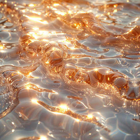abstract background of water ripples and light spots in the seaの素材
