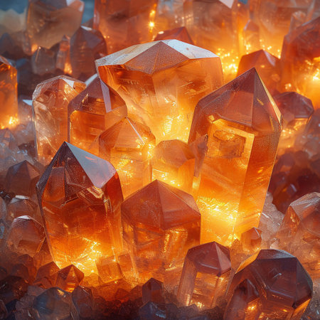 crystals of quartz in the light of the setting sun. macroの素材