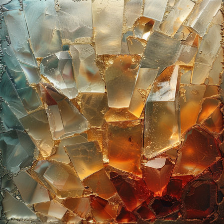 abstract background of cracked glass with water drops, close-upの素材