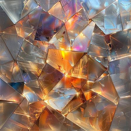 abstract background from pieces of broken glass in the form of a pyramidの素材