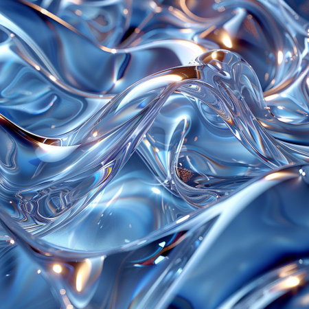 abstract blue background with smooth lines and waves, 3d renderの素材