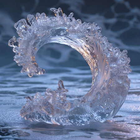 ice on a frozen lake in the form of a spiral. macroの素材