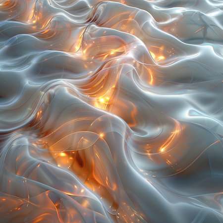 abstract background with smooth lines and waves in orange and yellow colorsの素材