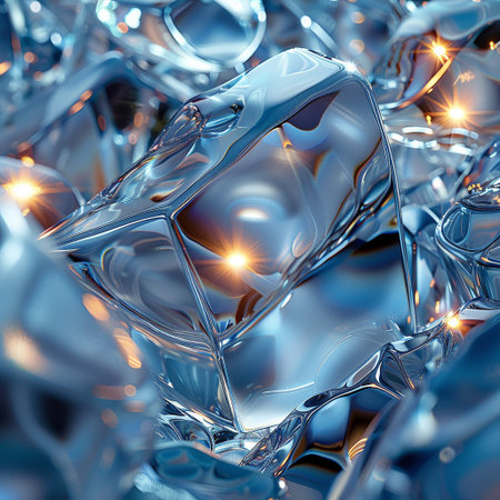 abstract background of ice cubes with light rays. 3d renderingの素材