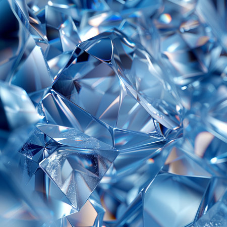 Closeup of blue crystal. 3d rendering, 3d illustration.の素材