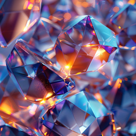 Close-up of a group of crystal gemstones. 3D renderingの素材