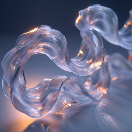 abstract 3d illustration of wavy flowing fabric on dark backgroundの素材