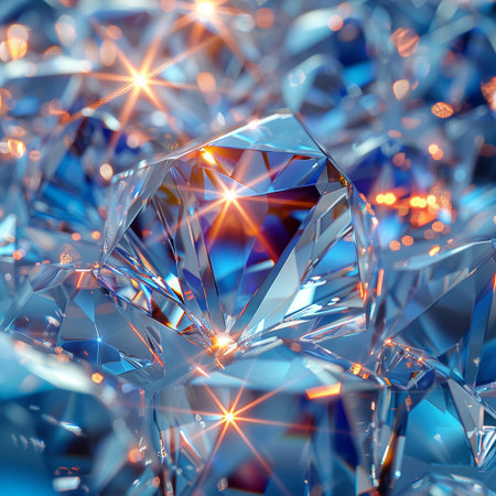 3d rendering of a crystal diamond in the light of the sunの素材