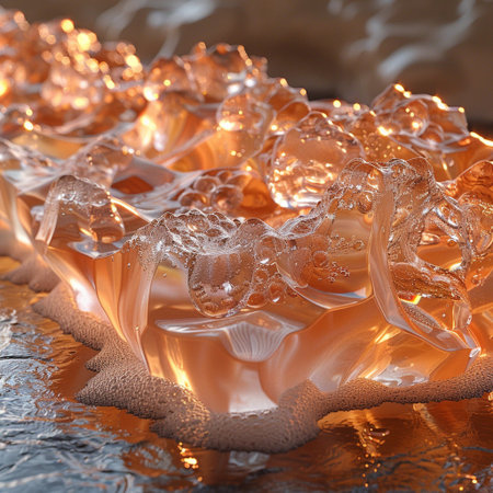 abstract background with ice cubes in the form of waves and bubblesの素材