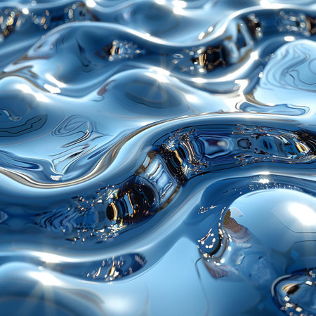 abstract background of blue water surface with some smooth lines in itの素材