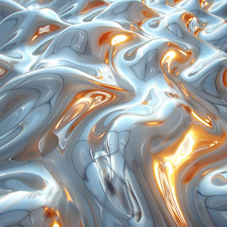 abstract 3d illustration of wavy surface with some smooth lines in itの素材