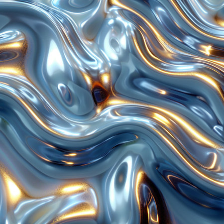 abstract metallic background with smooth lines and waves, 3d renderの素材