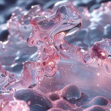 Abstract 3d illustration of a water surface with waves and bubbles.の素材