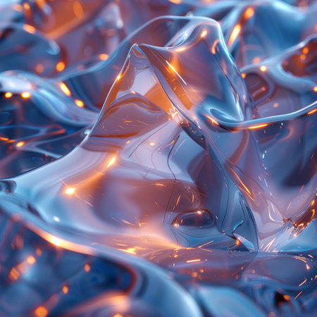 abstract background of blue wavy liquid with some smooth lines in itの素材