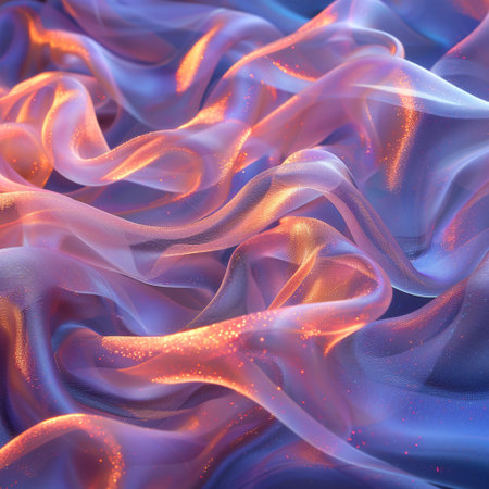 Abstract background of luminous wavy fabric. 3d render illustrationの素材