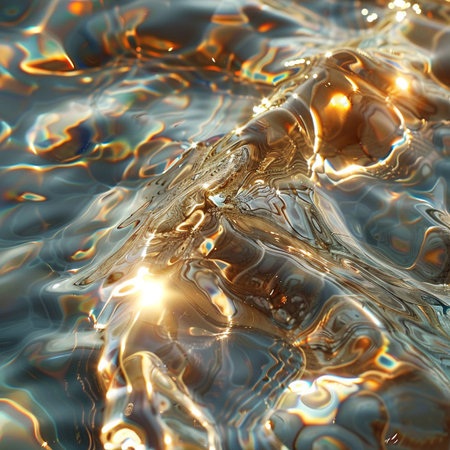abstract background of smooth water surface with ripples and light effectsの素材