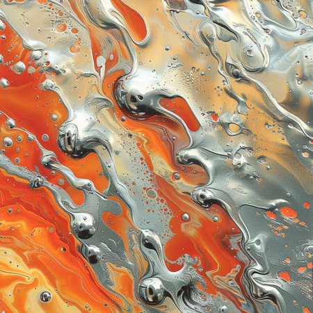 abstract background with oil drops in the form of waves and bubblesの素材