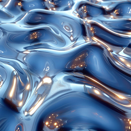 Abstract background of blue liquid. 3d rendering, 3d illustration.の素材