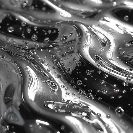 Abstract black and white background with water drops. Close-up.の素材