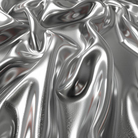Metallic abstract wavy liquid background. 3d render illustration designの素材