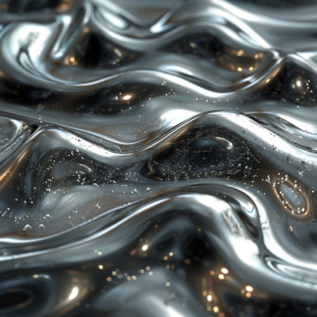 Silver metallic background with some smooth lines in it (3d render)の素材