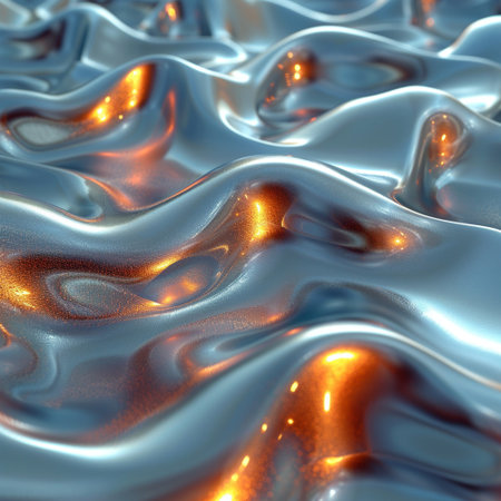 3d render of abstract metallic background with some smooth lines in itの素材