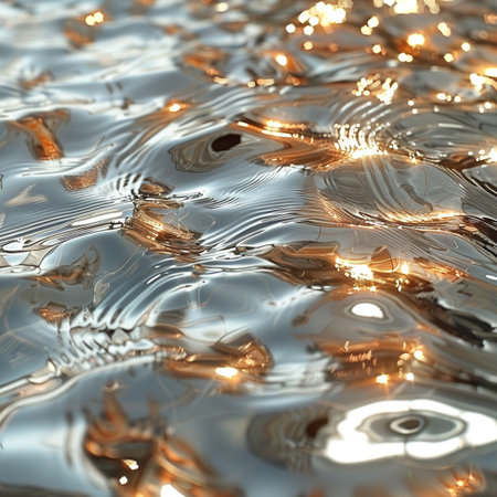 abstract background of the water ripples and bokeh lightsの素材