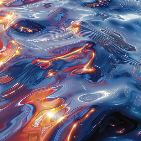 abstract blue and orange water background with some smooth lines in itの素材