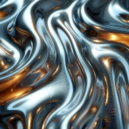 3d render of abstract metallic background with some smooth lines in itの素材