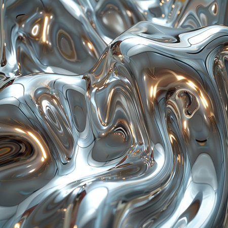 3d render of abstract metallic background with some smooth lines in itの素材