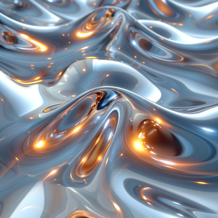 3d render of abstract metallic background with some smooth lines in itの素材