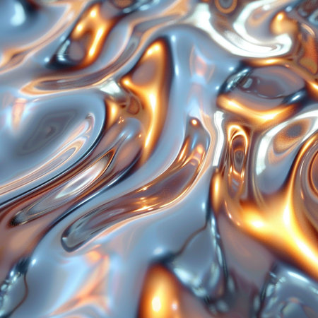 abstract metallic background with smooth lines and waves, 3d renderの素材