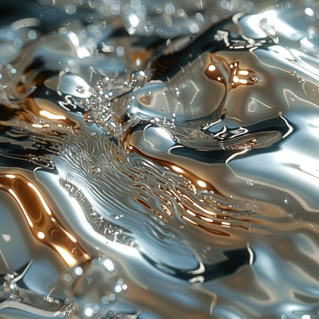close up of water surface with some smooth lines and highlights in itの素材