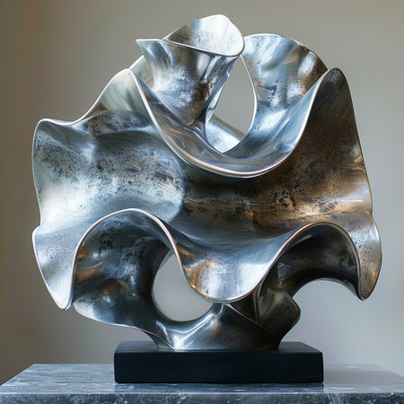 3d rendering of a metal sculpture in the shape of a flowerの素材