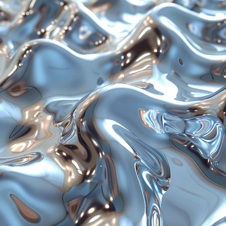 abstract metallic background with smooth lines and waves, 3d renderの素材
