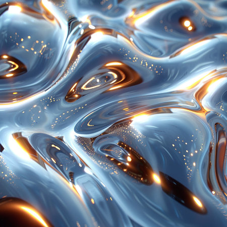 abstract background with smooth lines and waves in blue and gold colorsの素材