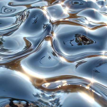abstract background of rippled water surface with some reflections and highlightsの素材