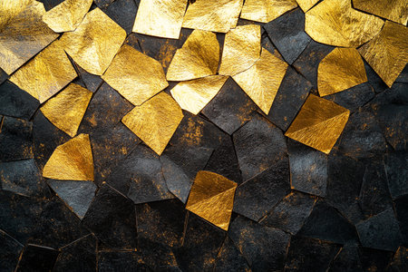 Abstract background with gold and black geometric shapes. Gold and black background.の素材