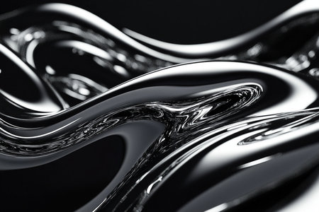 Abstract metallic background. 3d rendering, black and white image.の素材