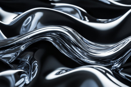 3d render of abstract metallic wavy liquid background. Luxury conceptの素材
