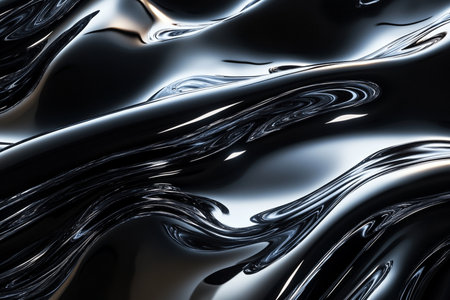 3d rendering of abstract wavy metallic background with some smooth lines in itの素材
