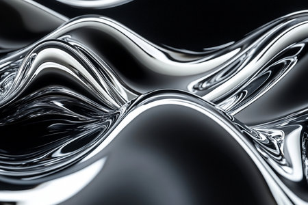 abstract background with smooth wavy lines in black and white colorsの素材